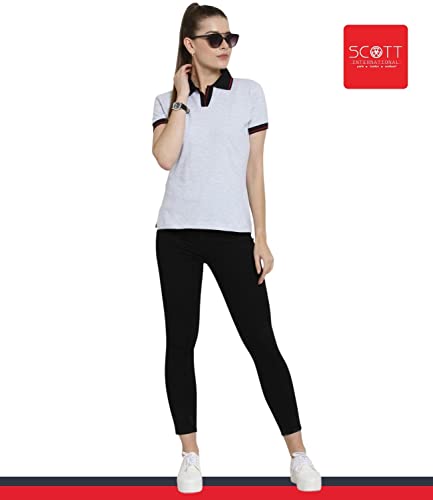 Image of Scott International Women's Regular Fit 100% Pure Organic Cotton Polo T-Shirt | Womens Polo Collar Neck T-Shirt | Cotton Plain Polo Neck Half Sleeve T-Shirt | Tshirts for Women