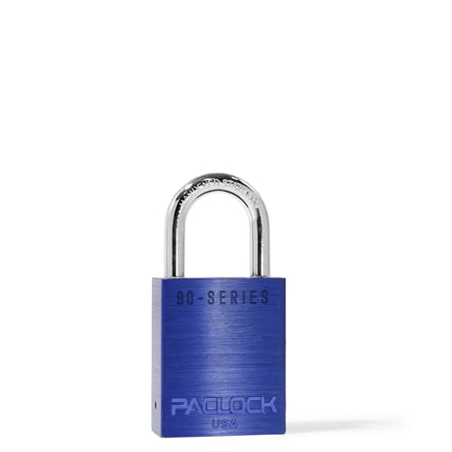 Image of PACLOCK's SR-90A Padlock, 1-3 /16 inch Tall Hard. Stainless Steel Shackle, High Performance 6-Pin Cylinder, Keyed Differently w / 2 Keys, Blue