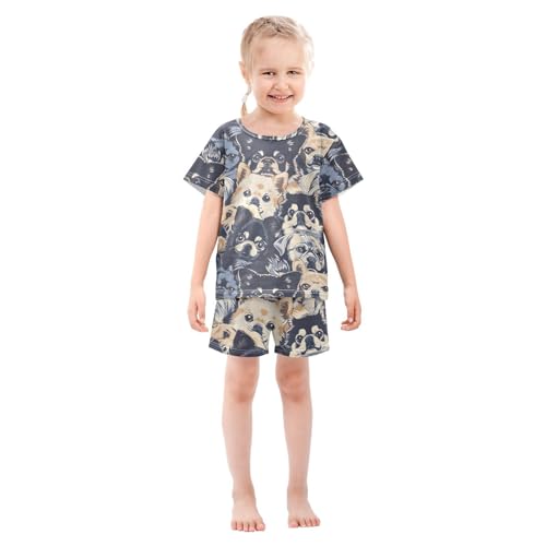 ALAZA Hipster Puppy Dog Retro Cute Pajamas Short Sleeve 2 Piece Sleepwear Top and Bottom Pajama Set Unisex3