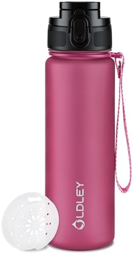 OLDLEY 500ml Wasserflaschen mit Sieb, BPA-freie auslaufsichere Trinkflasche für Kinder, leichte wiederverwendbare 0,5l schlanke Tritan-Flasche für Schule, Fitness, Sport, Outdoor,