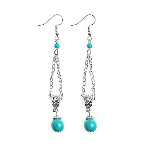 Preisvergleich Produktbild MATBC Ankunft hübsche schöne Lange hängende Ohrringe aus Naturstein, weibliche Dame
