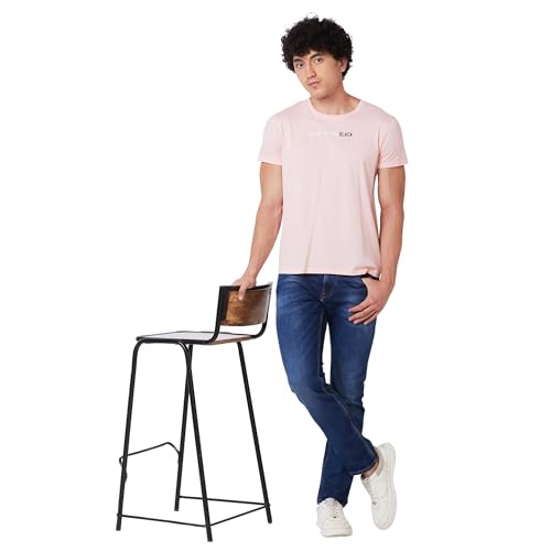 Image of Spykar Men's Slim Fit Crew Neck Half Sleeve Solid Casual T-Shirt