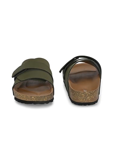 Image of EL PASO Men's Leather Cushioned Cork Sole Sandal Slippers (Size 6 to 12)