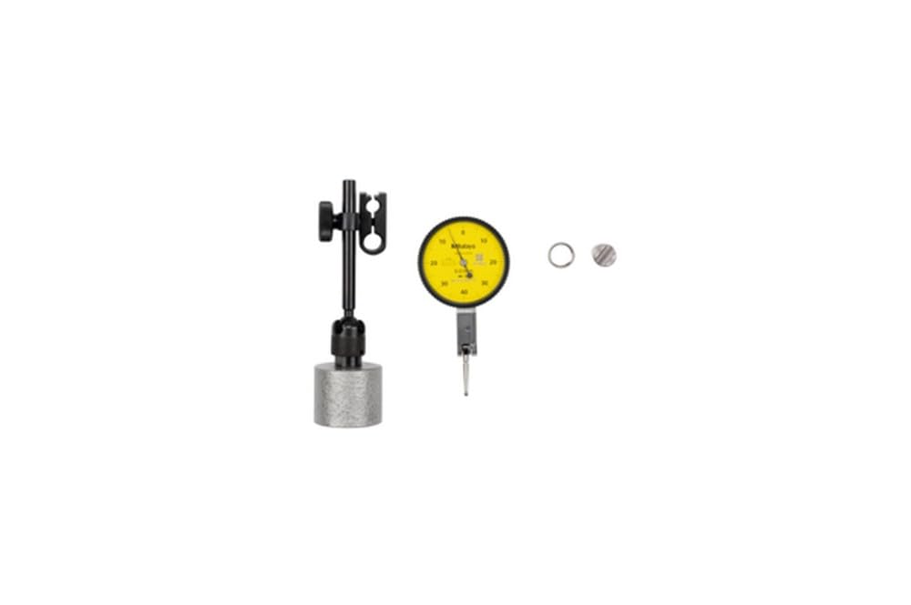 Mitutoyo Comparateur à palpeur orientable, modèle horizontal, 0,8mm, 0,01mm, avec base magnétique | 0,01 mm, jeu de base, tige 9,52 mm, support magnétique