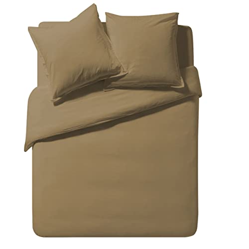 Soft Line Washed Cotton Duvet Cover 140 x 200 cm Made in France, Ochre - Image 3