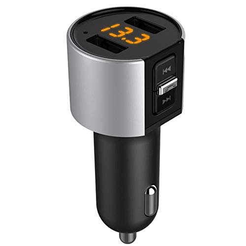 Bluetooth FM Transmitter for Car, Wireless MP3 Player FM Modulator Car Stereo Radio Adapter Car Kit Hands Free Calling Dual USB Cahrging Battery Voltage Detection