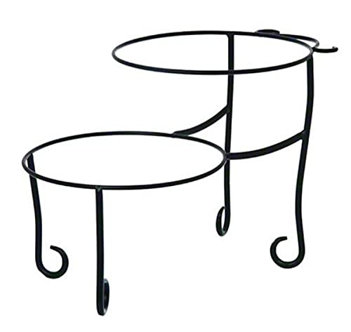 American Metalcraft TLSP1219 Wrought Iron Pizza Stand with Curled Feet, Two-Tier, 12" H x 19" W, Black #1