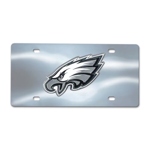 FANMATS 24533 Philadelphia Eagles Stainless Steel Front License Plate with Large 3D Molded Team Metal Emblem 6x12
