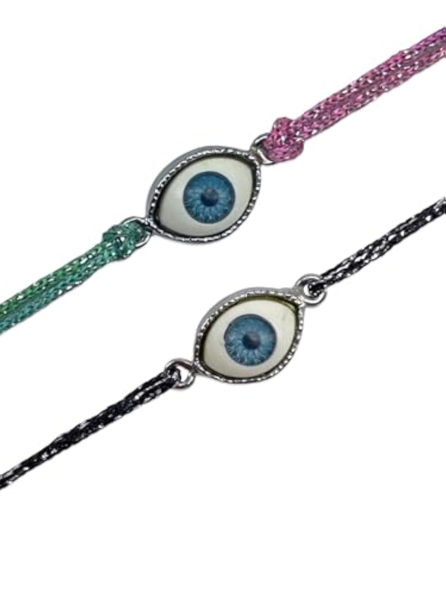 Set of 2 Gold Plated Oval Shape Evil Eye Charm Rakhi Lumba