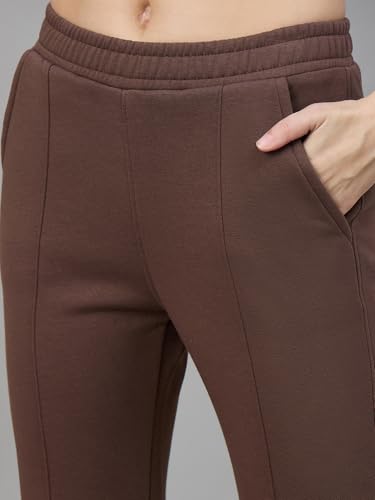 Image of 98 Degree North Women Flared Fleece Track Pants-GL1315-ALMOND