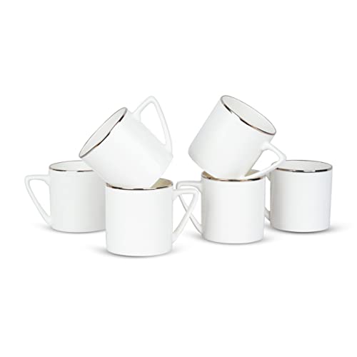 Image of Dandy Lines Puja Medium Coffee Mugs in Platinum, Ceramic, Pack of 6, Microwave & Dishwasher Safe, Great for Home Use & Gifting