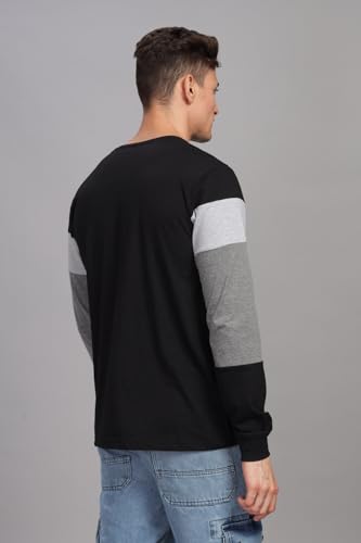 Image of ADRO Full Sleeve Tshirt for Men | Colorblock T Shirt for Men | 100% Cotton Tshirt | Full Sleeve Regular Fit T-Shirt | Men's Full Sleeves T Shirts