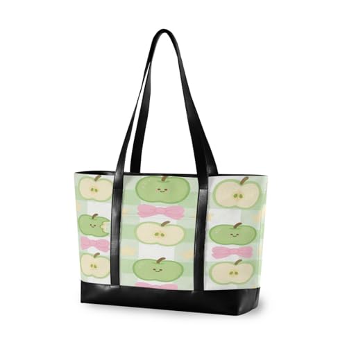 Cute Green fruit Bow simple work bag with laptop compartment with zipper tote bag with zipper for office with bulto para laptop