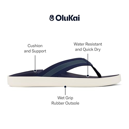 OLUKAI Leeward Men's Beach Sandals, Quick-Dry Flip Flop Slides, Water Friendly Versatility & Wet Grip Traction, Comfort Fit & Arch Support4