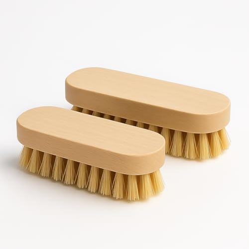 2 Cepillos Cerdas Duras de Madera, Limpieza Eficaz, Cepillo para Suelo y Terraza, Resistentes para Exterior, Grietas y Superficies Difíciles (Pack de 2)