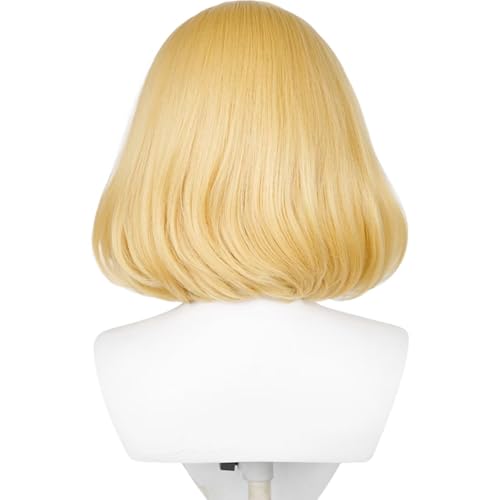 Image of Half and Half Short Blonde Princess Costume Wig Blonde Bob Braided Wigs 13.7'' Synthetic Hair for Halloween Women Party