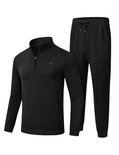 MoFiz Survêtement pour homme 2 pièces Ensemble de jogging Survêtement fermeture éclair 1/4 hauts à manches longues pantalon de jogging tenues...