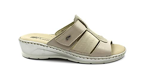Florance 22508 Taupe Ciabatte Donna Pelle zeppetta...