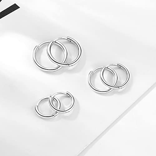 Gulicx 3 Pairs Small Sterling Silver Post Hoop Earrings, Tiny Cartilage Huggie Hoop Sleeper Earrings Set Cuff Earrings Piercing Jewellery For Women Girls Men Teens #TOP4