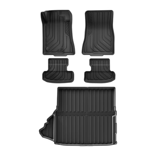 para Ford para Mustang 2015-2024 Alfombras Piso Coche Cargo Liner Trunk Pad Adecuado con Subwoofer TPE 3D Impermeable Alfombra Pie Black(LHD 4PCS)