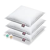 Bettenhaus Breuer 3 Stück Daunenkissen 40x40 cm, Kuschelkissen Sabine, 90% Daunen 10% Federn, Baumwollbezug, allergikergeeignet, Made in Germany