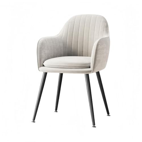 VZX布張りダイニングチェアは、快適で無地でインスタグラム風のデザインを備えており、金属製のフレームを採用しています。カフェのトーク用として最適で、肘掛けと背もたれが付いたベルベット素材で作られています。 (白色-黒脚-抱き枕なし)