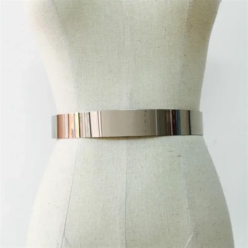 Brand Women Adjustable Metal Waist Belt Bling Gold Silver Color Plate Vintage Lady Simple Belts Mirror Waistband3