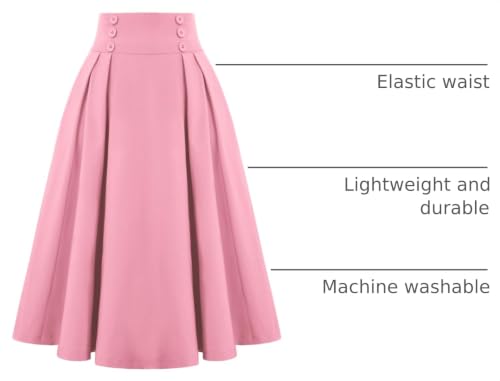 Image of Belle Poque Women's Midi Pleated A-Line Skirts Pockets