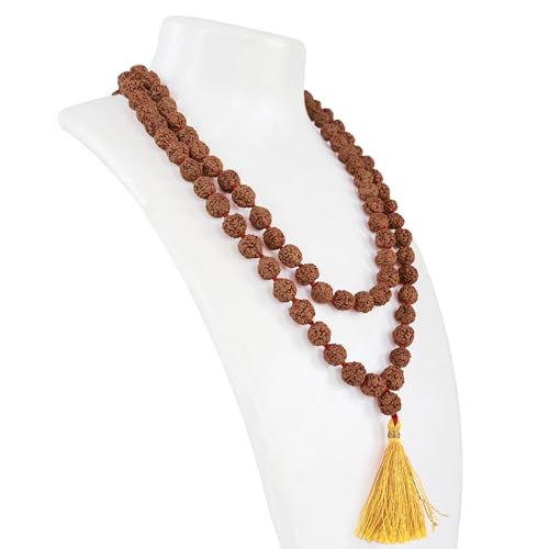 Image of Vado 5 Mukhi Rudraksha Mala 108 Panchmukhi Beads with Certificate 10mm (Brown)