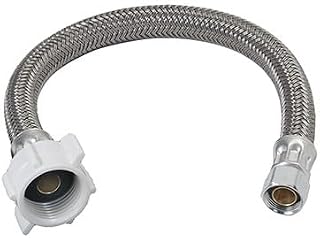 AKW 12"" Inch STAINLESS STEEL TOILET CONNECTOR, BRAIDED HOSE WITH 7/8 Inch BC AND 1/2 Inch FIP (2 PACK)