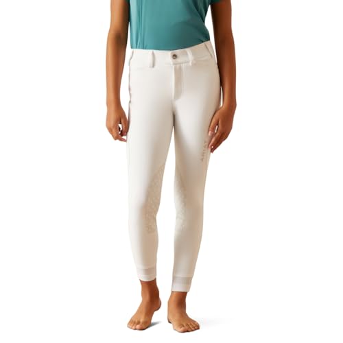 ARIAT Kids' Tri Factor Grip Knee Patch Breech, White, 12
