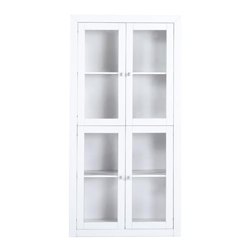 Vitrina 2 Puertas Y Dos cajones, Serie Kalpe. Medidas 200X100X37 (Alto-Ancho-Fondo). Realizada en Madera de Pino Macizo. (Blanco Lacado)