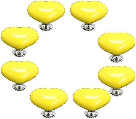 Cupboard Handles 8pcs 50mm Red Lovely Heart Shape Ceramic Door Knob/Handles/Pulls for Cupboard/Cabinet/Bathroom/Drawer Great Furniture Ornaments Nursery/Baby Room 4 Colors Available