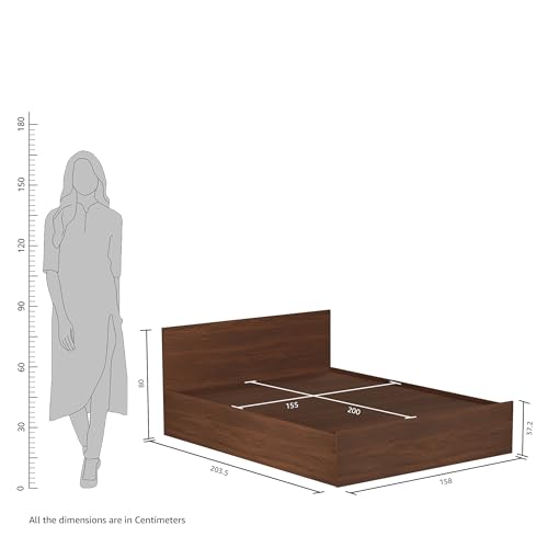 Image of Amazon Brand - Solimo Altamore Engineered Wood Queen Bed with Box Storage (Walnut Finish)