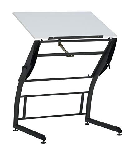 Sd Studio Designs Triflex Drawing Table, Sit To Stand Up Adjustable Office Home Computer Desk, 35.25"W X 23.5"D, Charcoal Black/White #TOP5