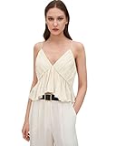 LilySilk Womens Silk Camisole Mulberry Silk Pleated Tank Top for Women with V-Neck Sleeveless Vest Top (Lily White, 2)