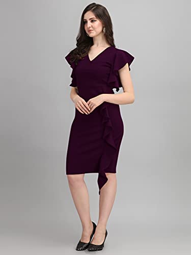 Image of Sheetal Associates Women's Short Sleeve V-Neck Bodycon Casual Mini Dress