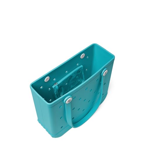 BOGG BAG - Medium Tote Bag - Turquoise and Caicos, White Buttons - 15in L x 5in W x 12.5in H - Lightweight, Washable, Durable - All Purpose EVA - for Beach, Pool, Boat, Work, Sports4