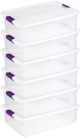 Sterilite 6-Pack 32 Quart ClearView Latch Box, Stackable Organize...