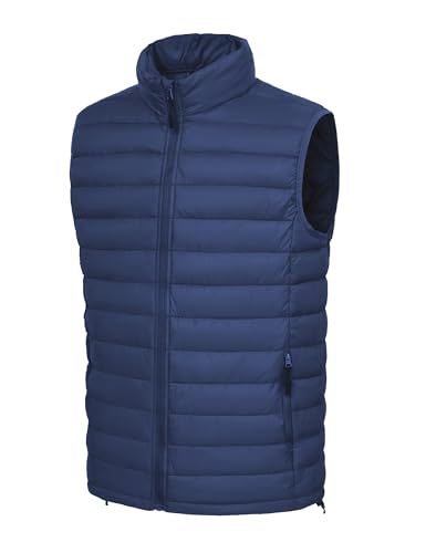 LZACTOIN-X Puffer Vest Men Warm Puffer Sleeveless Jacket for Cold Weather Outdoor Activities Winter Vest for Men Packable and Water-Resistant Jackets for Running Travel Navy Medium