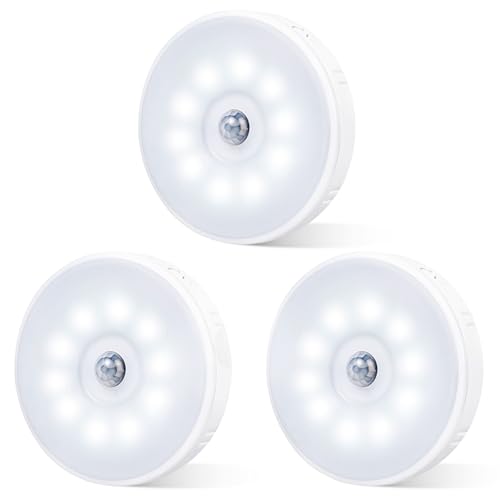 innotree 3 Pack Motion Sensor Lights Indoor,Battery Powered Rechargeable LED Night Light for Stairs, Bathrooms, Hallways, Closets, Kitchens, Under Cabinets