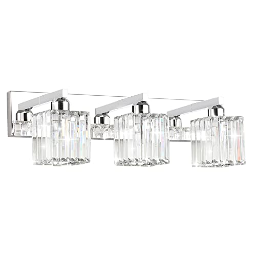 Image of Aipsun Vanity Light Fixtures Crystal Bathroom Lighting Fixtures Chrome Vanity Light for Bathroom (Exclude Bulb)