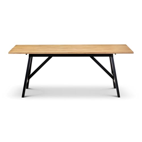 Julian Bowen Hockley Dining Table, Black/Oak - 8