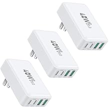 Flat USB C Wall Charger, OKRAY 3-Pack 40W 4-Port PD3.0&QC3.0 Fast Charging Blocks Slim USB A+USB C Charger Multiport Power Adapter Foldable Plug for iPhone 17 16 15 14 13 12 Pro, iPad, AirPods, iwatch