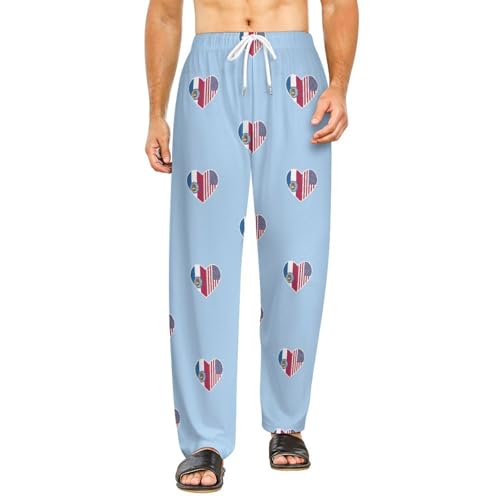 U.S. And Missouri Flags Men's Pajama Pants Lightweight Pjs Bottoms Sleep Lounge Pant with Pocket Drawstring
