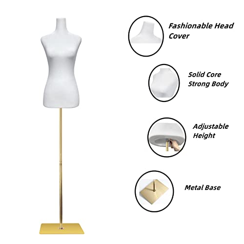 Mannequin Body Female,Dress Form Mannequin Torso,61-69 Inch Height Adjustable Mannequin Stand, Model Display Body Stand With Metal Bracket And Rectangular Base Clothing Forms, White #TOP2