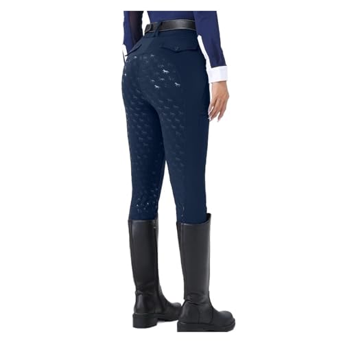 Pantalon equitation femme bleu fonce taille haute S avec poches