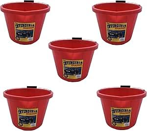Superpetstoreuk247 Red 5 X Airflow Heavy Duty Invincible Builders Bucket – 3 Gallon/15 Litre – Strong Handle&Calibrated Markings – Multi-Purpose Mixing, Gardening,Farm&Construction Use–Pack Of 1 To 5–Multi Colours_