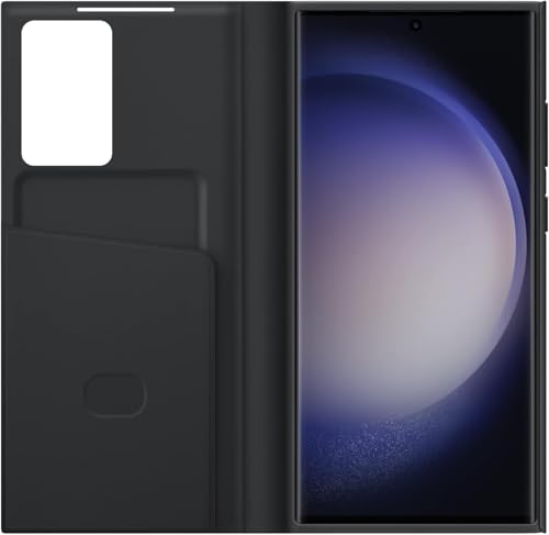 Image of Ultra-Hybrid for Samsung Galaxy S23 Ultra Smart-View Wallet Flip Case - Protective Leather Cover with Smart Screen Display, Tap Control, Slim Design, and Built-in Card Holder (Black)