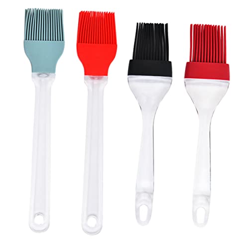 Cabilock 4Pcs Transparent Handle Silicone Baking Barbecue Brush Kitchen Tool for Effortless Oil Application Easy to Clean for Baking Grilling Random Color